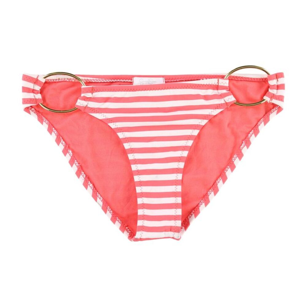 Jessica Simpson Womens Striped Bikini Swim Bottom, Pink, M, DM